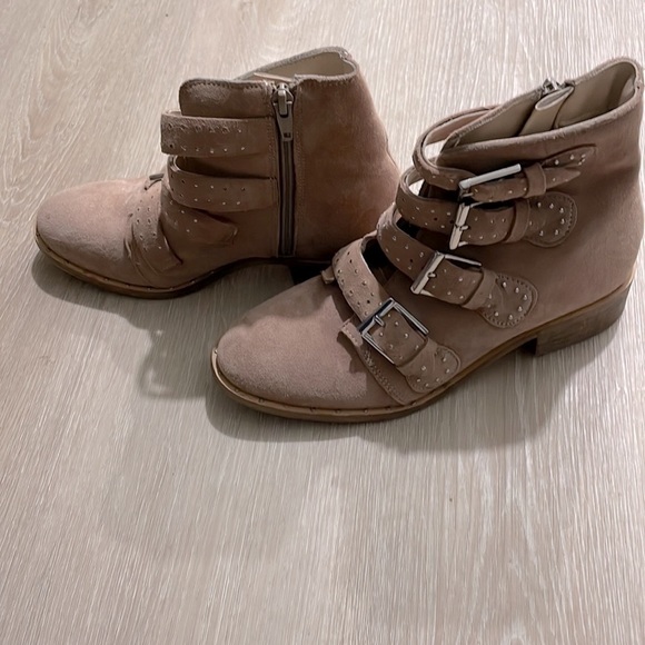 Black Suede Studio Booties with buckles. - Picture 2 of 6